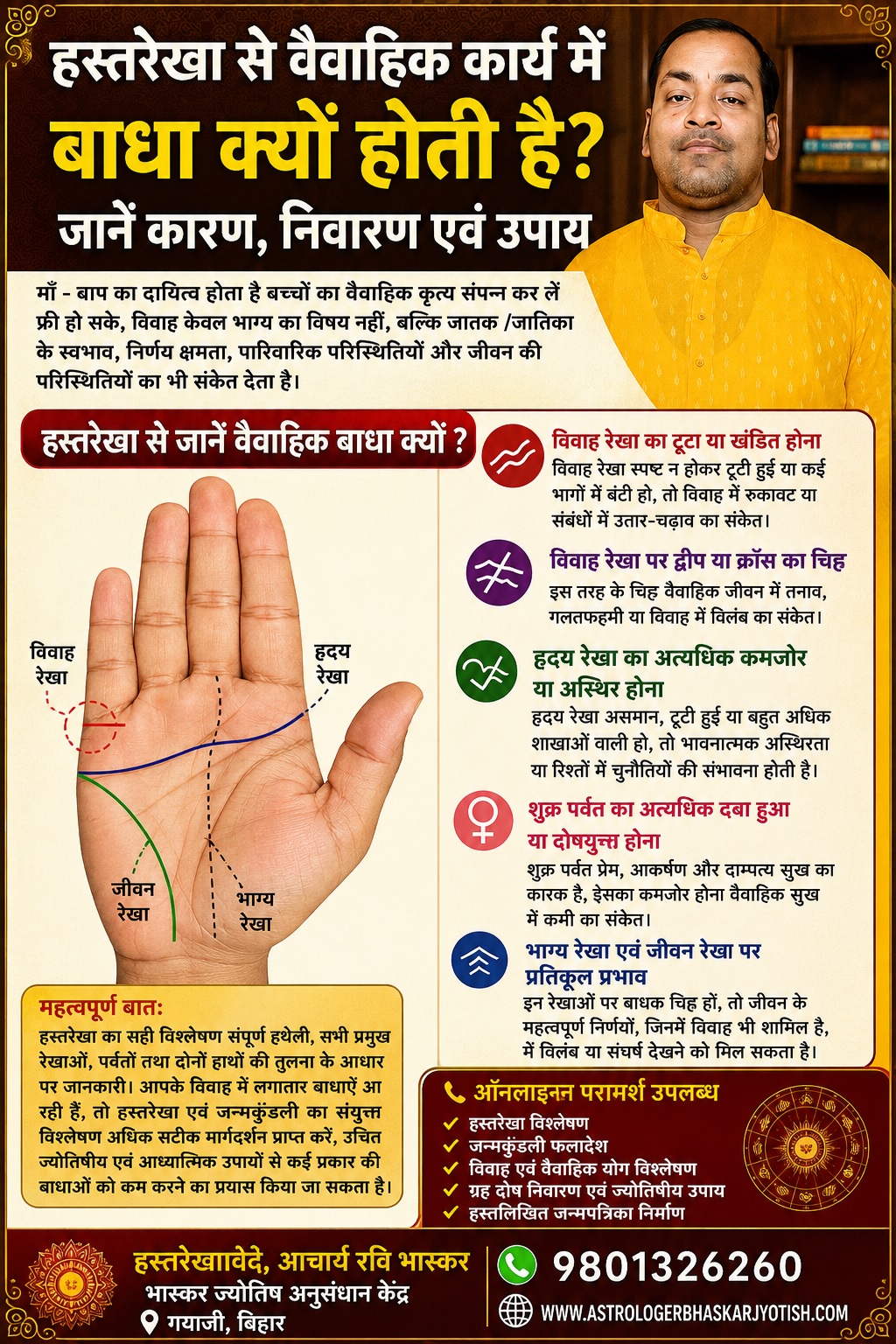 हस्तरेखा से वैवाहिक कार्य में बाधा क्यों होती है? जानें…