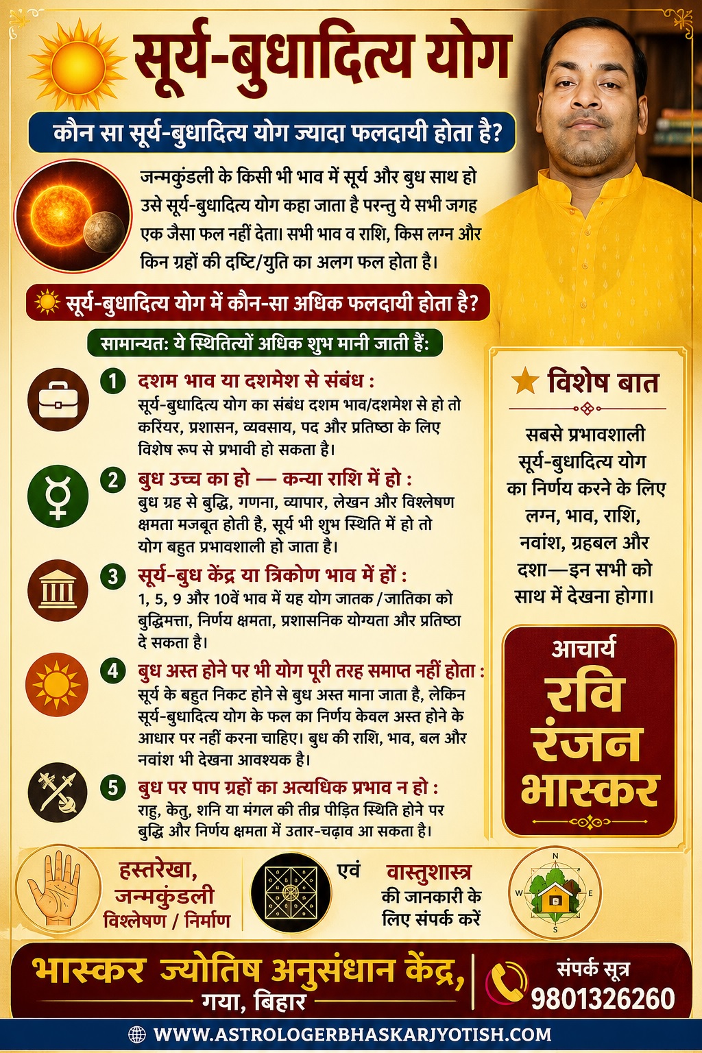 ☀️ सूर्य-बुधादित्य योग — कौन-सा योग अधिक फलदायी होता है?